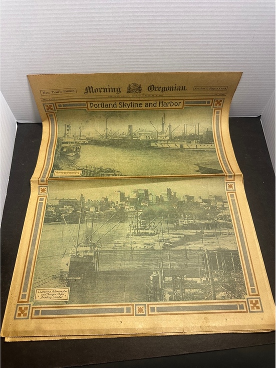 Other - 1925 Morning Oregonian Portland Skyline Harbor Ships New Year’s Edition